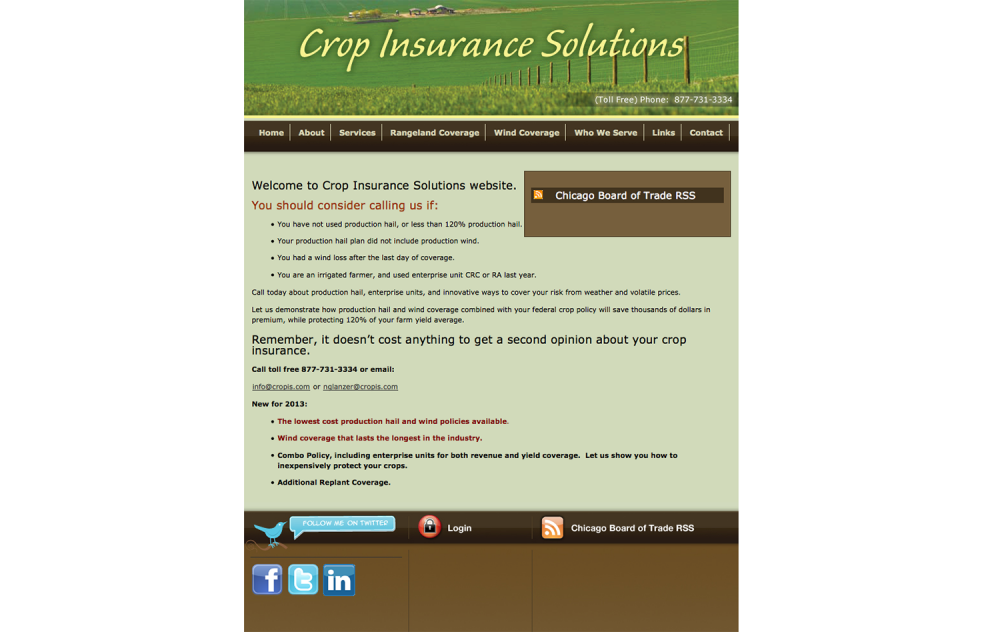 Crop Insurance Solutions website