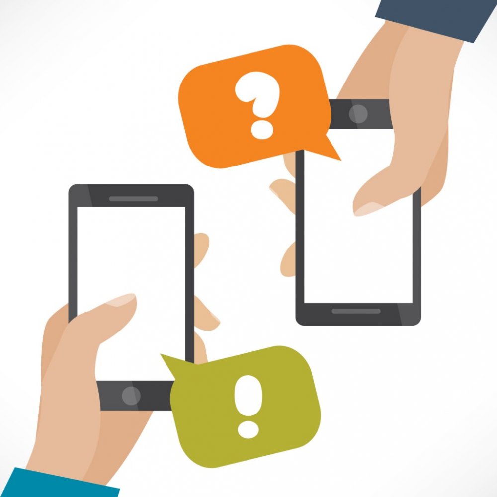 vector concept of two mobile devices talking to eachother