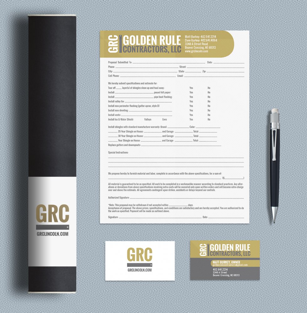 Golden Rule Contractors stationary mockup